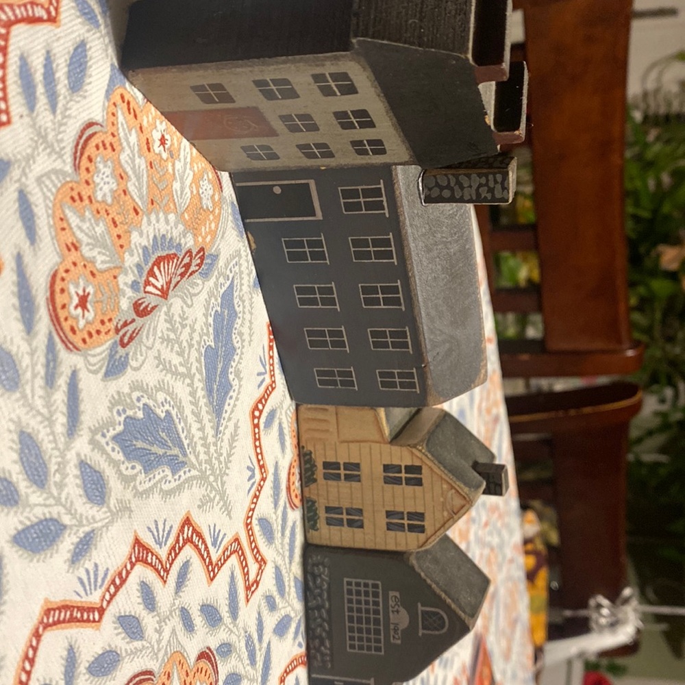 Set of four vintage wooden houses
